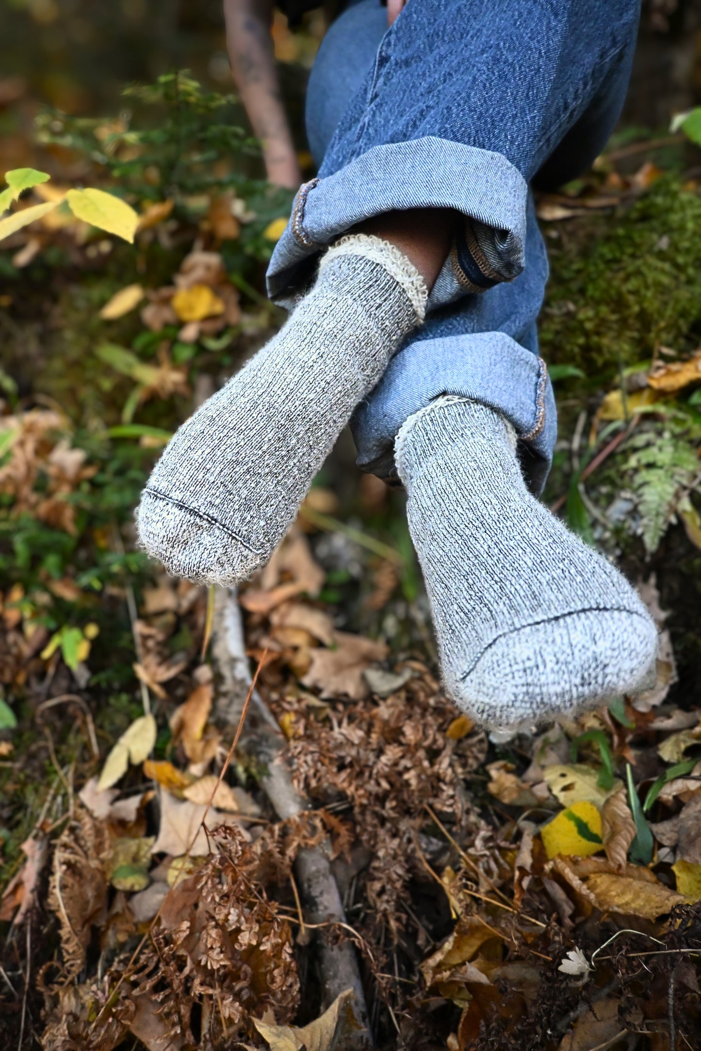 Chaussettes grises courtes en alpaga