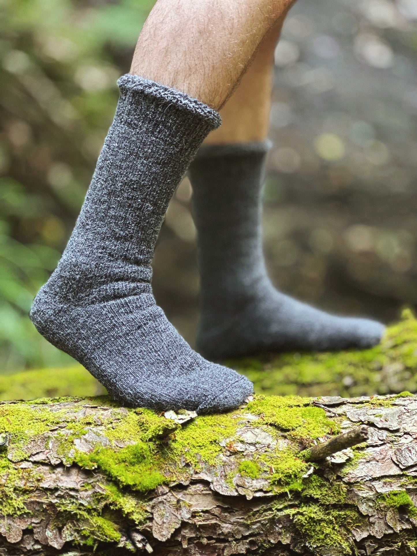 *LARGER size (Men) : Charcoal Grey Alpaca Socks - Long