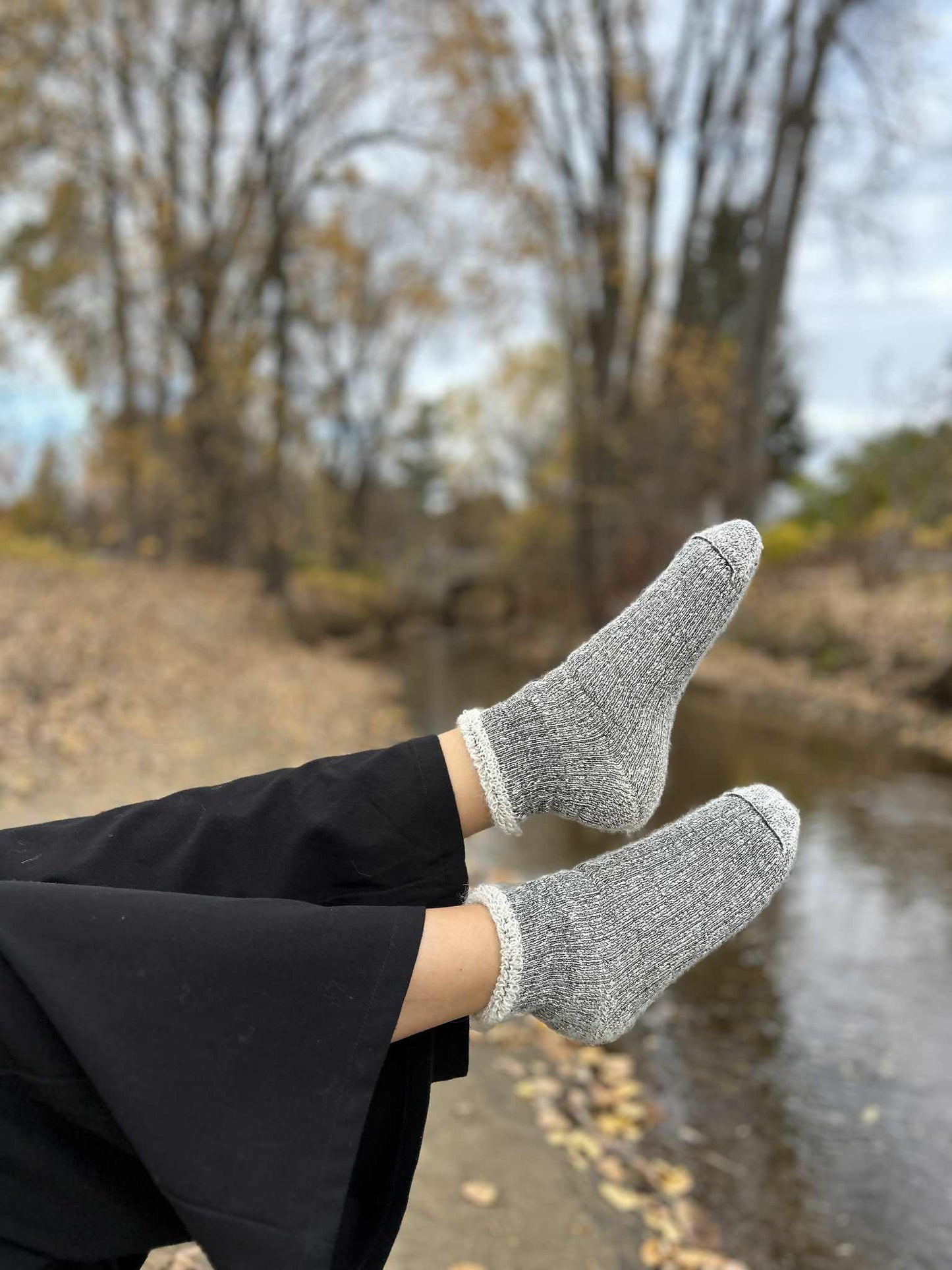 Chaussettes grises courtes en alpaga