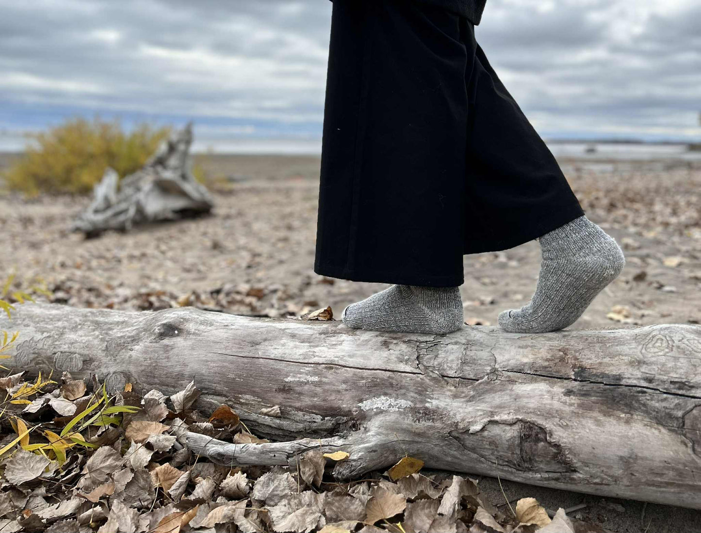 Chaussettes grises courtes en alpaga