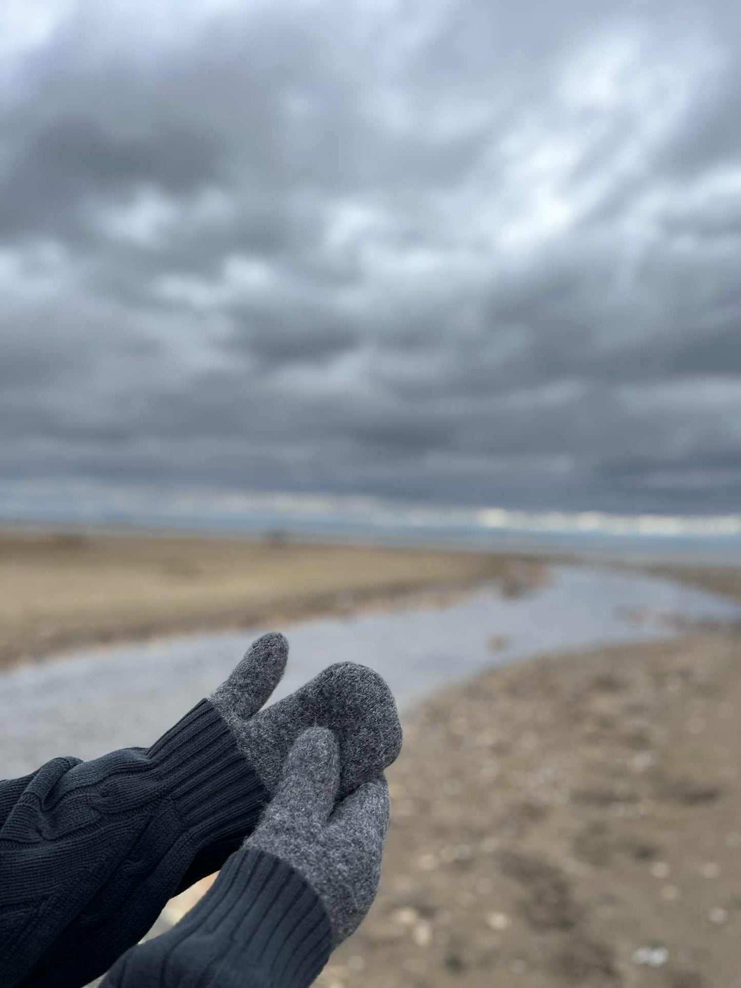 Dark grey alpaca mittens